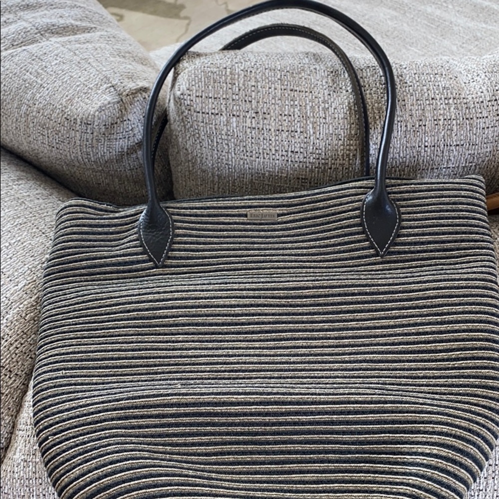 Eric Javits Black and Tan stripped bag